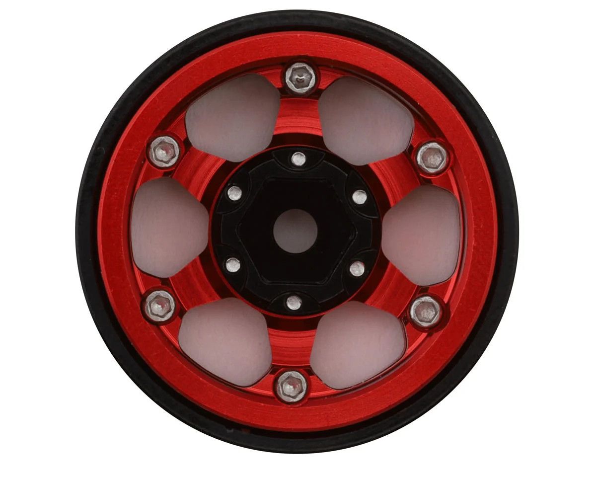 Treal Hobby Type D 1.0&quot; Concave 6-Spoke Beadlock Wheels (Red) (4) (21.2g)