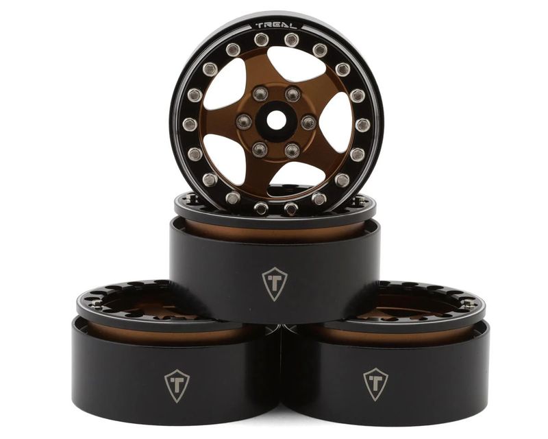 Treal Hobby Type E 1.9&quot; Classic 5-Spoke Beadlock Wheels (Bronze/Black) (4)