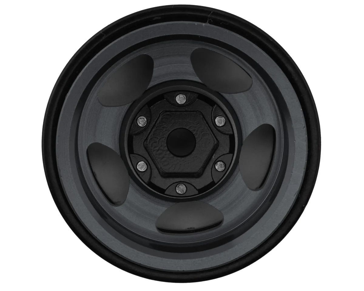 Treal Hobby Type B 1.0&quot; 5-Spoke Beadlock Wheels (Black/Grey) (4) (22.4g)