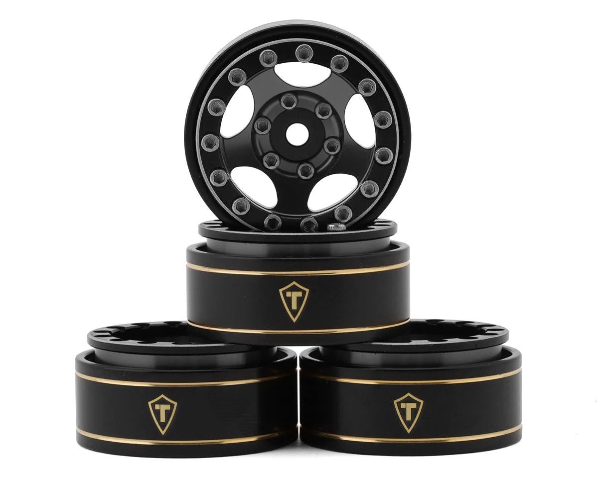 Treal Hobby Type B 1.0&quot; 5-Spoke Beadlock Wheels (Black/Grey) (4) (22.4g)