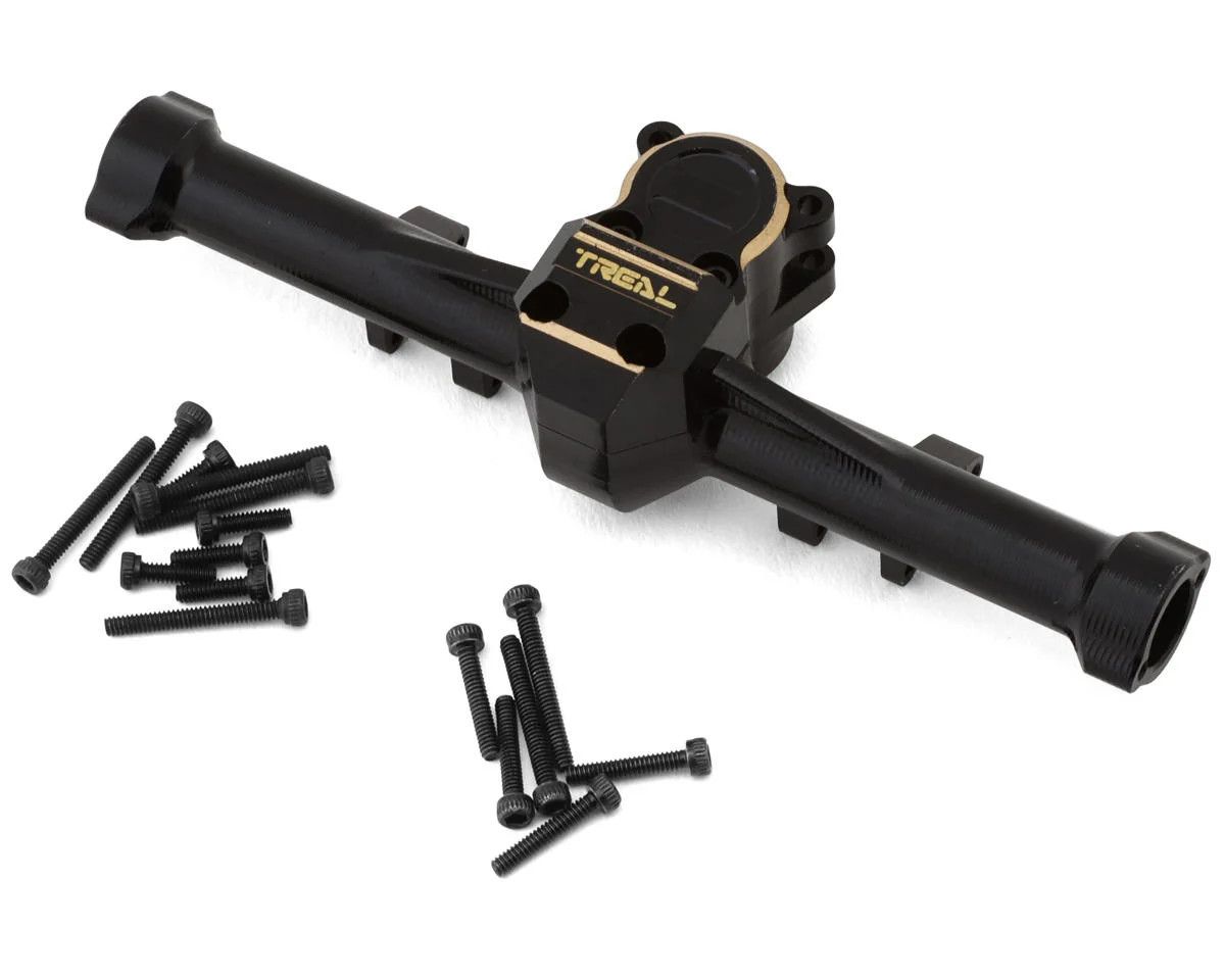 Treal Hobby Axial SCX24 Aluminum Rear Axle w/Brass Differential Cover (Black)