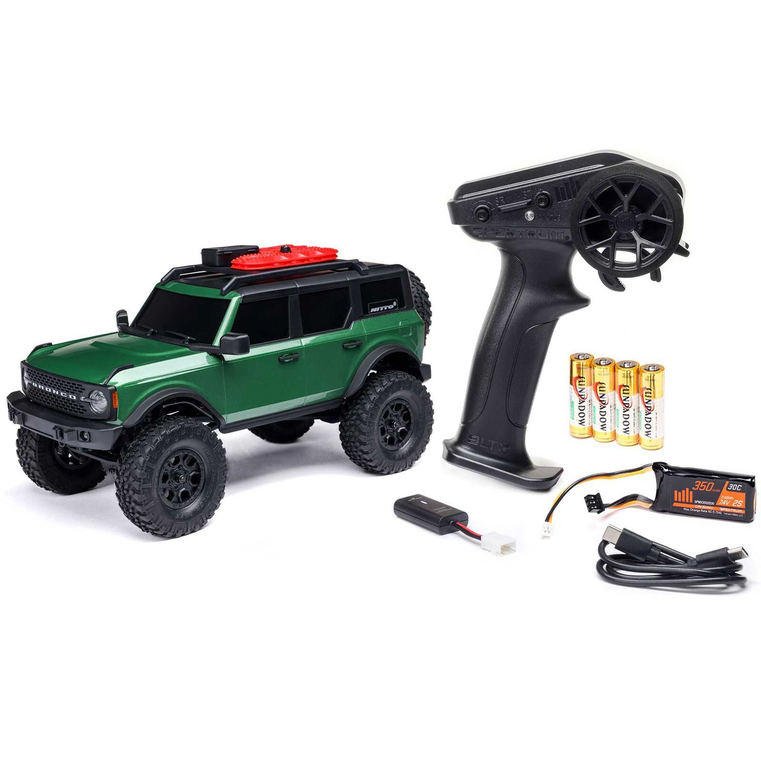 1/24 SCX24 Ford Bronco 4X4 RTR Brushed Rock Crawler (Battery &amp; Charger Included), Green