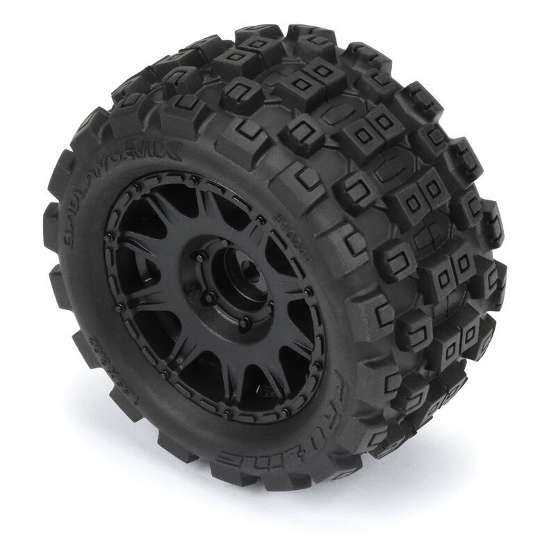 Badlands MX 1.85&quot; All-Terrain Truck Tires (4) Mounted on Raid Black 12mm Hex Wheels for Granite GROM 4x4 Front or Rear
