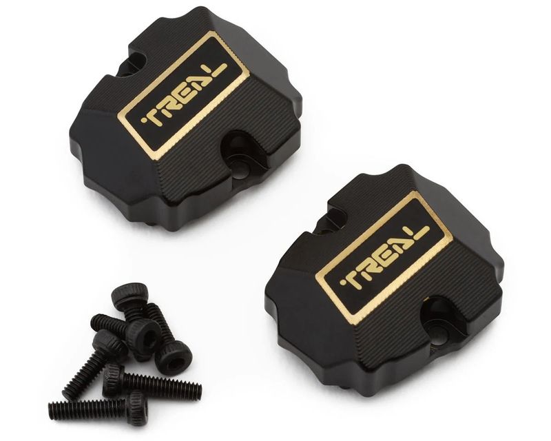 Treal Hobby Redcat Ascent-18 Front &amp; Rear Brass Differential Covers (Black) (2) (13g)