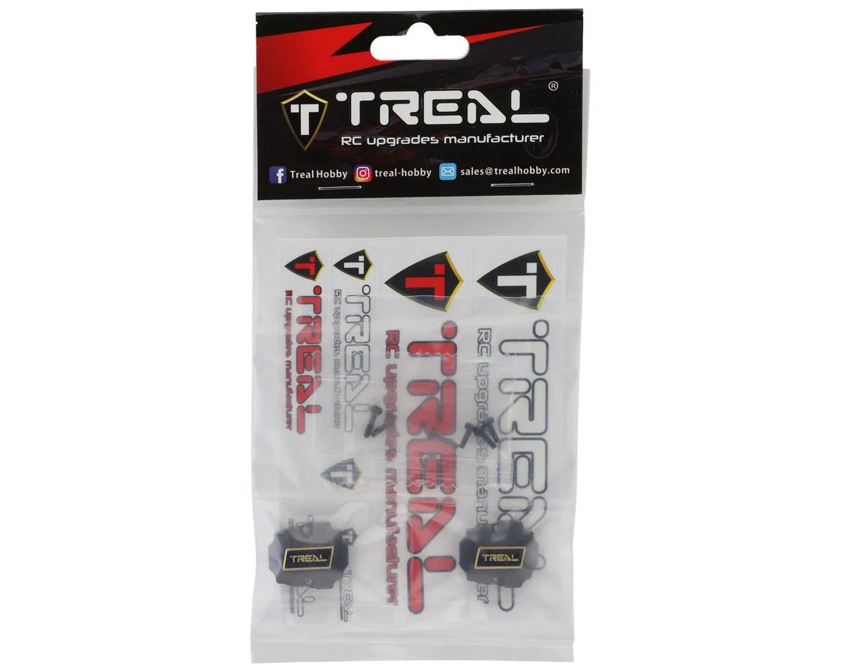 Treal Hobby Redcat Ascent-18 Front &amp; Rear Brass Differential Covers (Black) (2) (13g)
