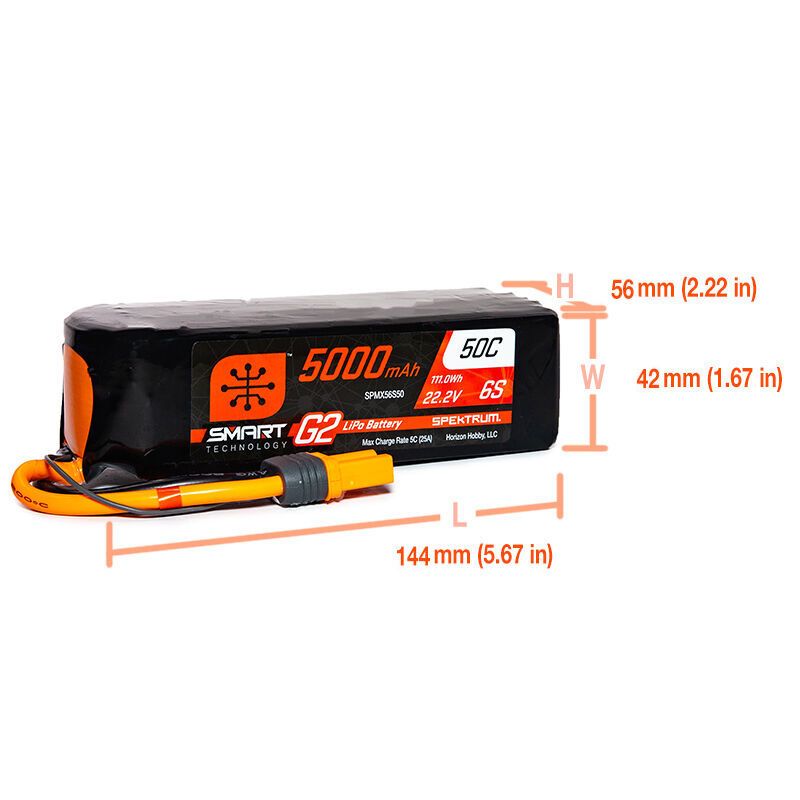 5000mAh 6S 22.2V Smart G2 LiPo 50C; IC5