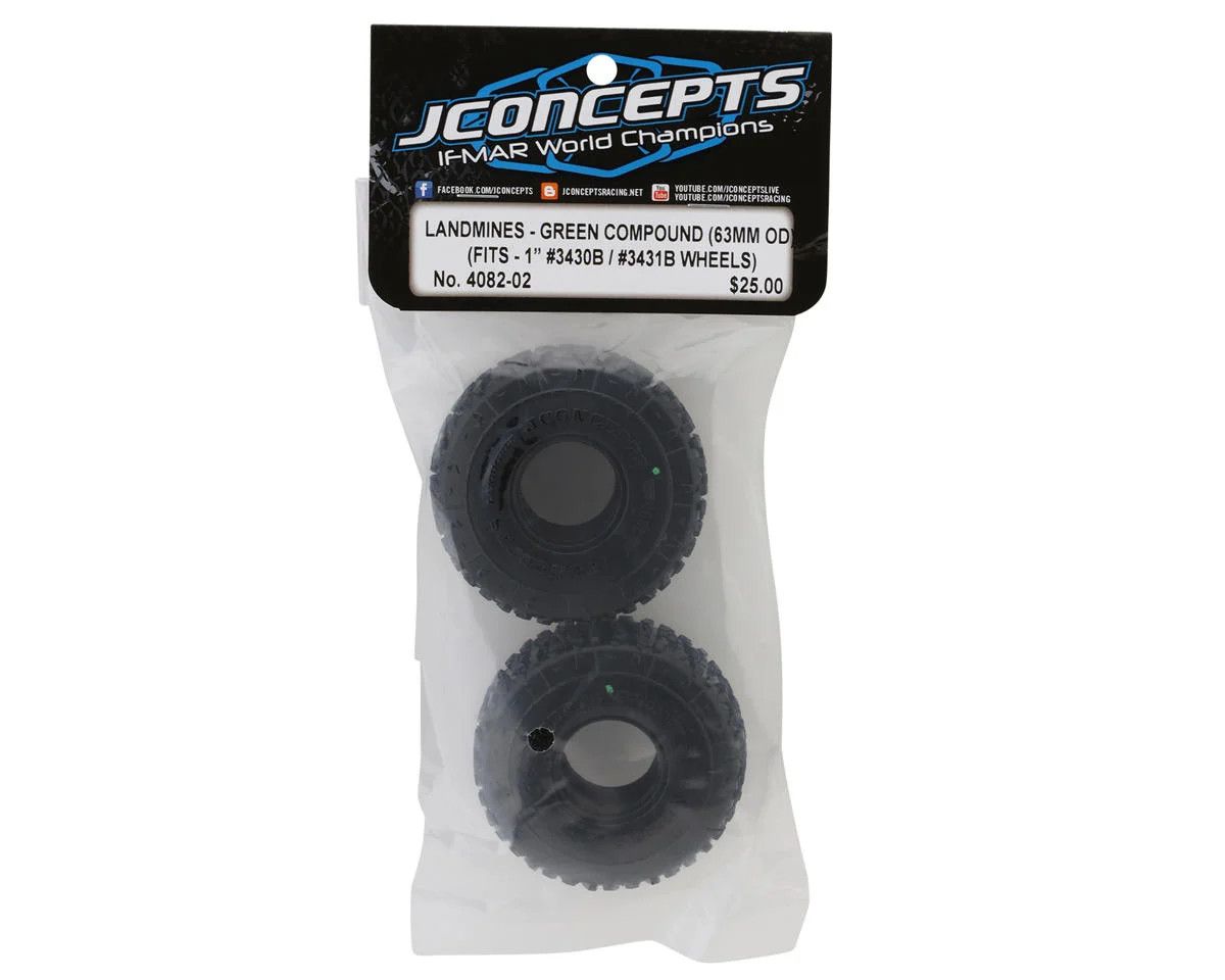 JConcepts Landmines 1.0&quot; Micro Crawler Tires (2) (63mm OD) (Green)