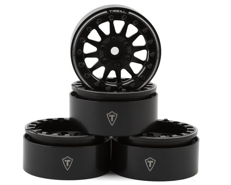 Treal Hobby Type D 1.9&quot; 12-Spoke Beadlock Wheels (Black) (4)