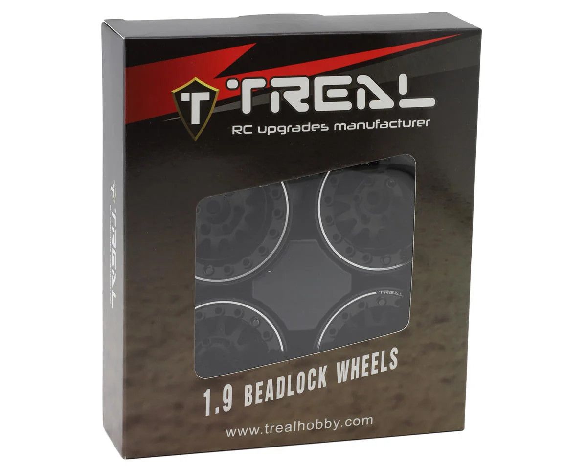 Treal Hobby Type D 1.9&quot; 12-Spoke Beadlock Wheels (Black) (4)