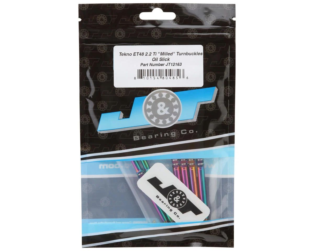 J&amp;T Bearing Co. Tekno ET48 2.2 Titanium &quot;Milled&#39;&#39; Turnbuckles (Oil Slick)
