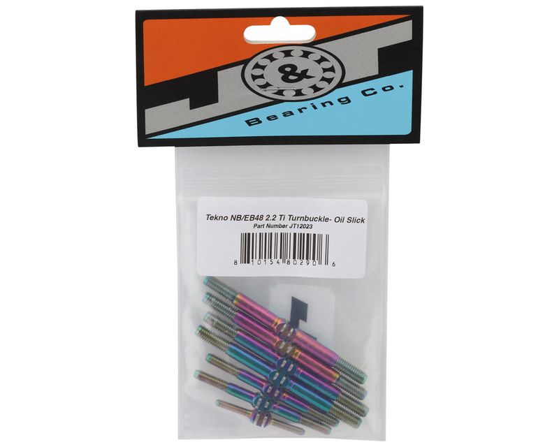 J&amp;T Bearing Co. Tekno NB48/EB48 2.2 Titanium "Milled'' Turnbuckles (Oil Slick) (7)