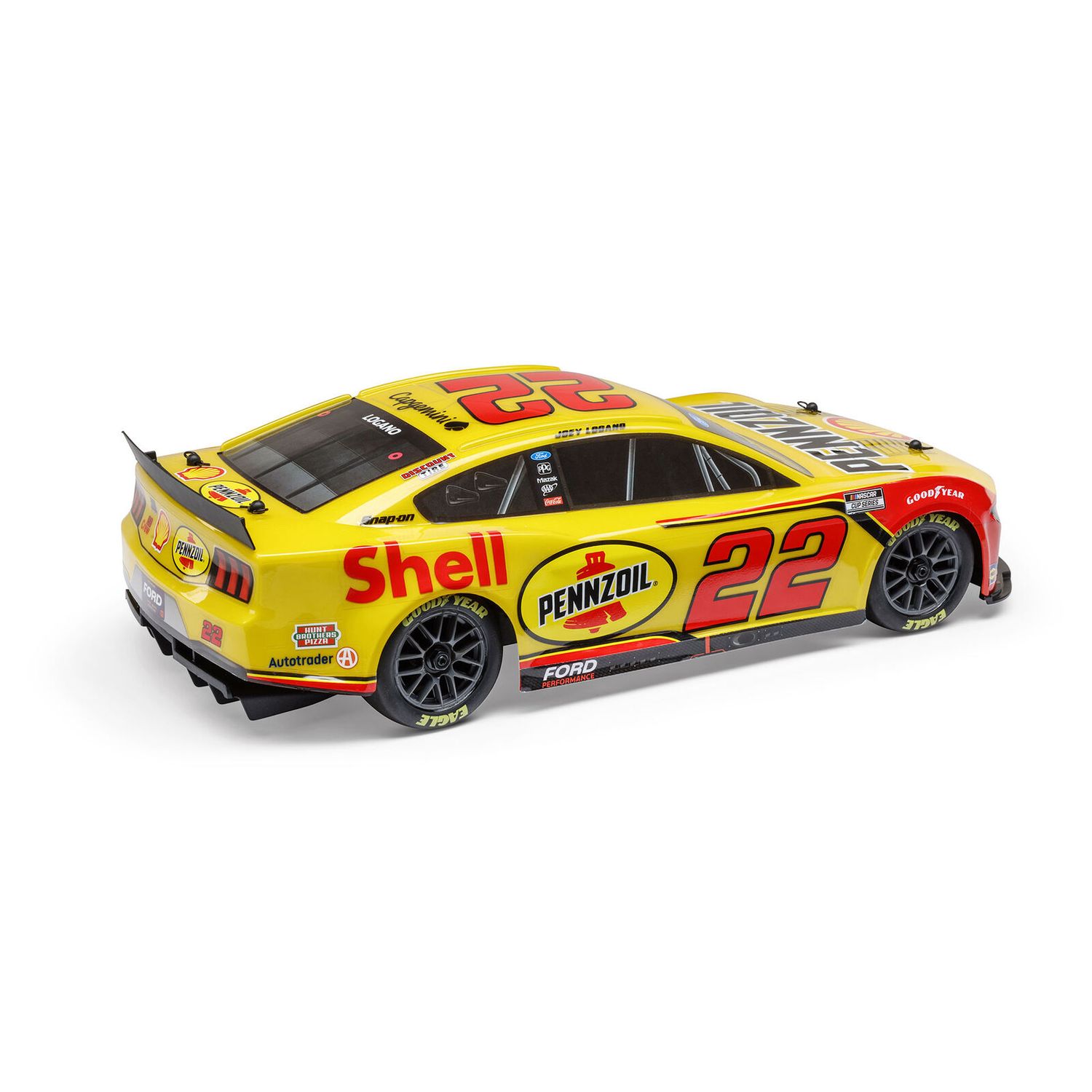 1/12 NASCAR RC Racecar Joey Logano No. 22 2025 Shell-Pennzoil Ford Mustang 2S AWD RTR Brushed On-Road (Battery &amp; Charger Included), Yellow