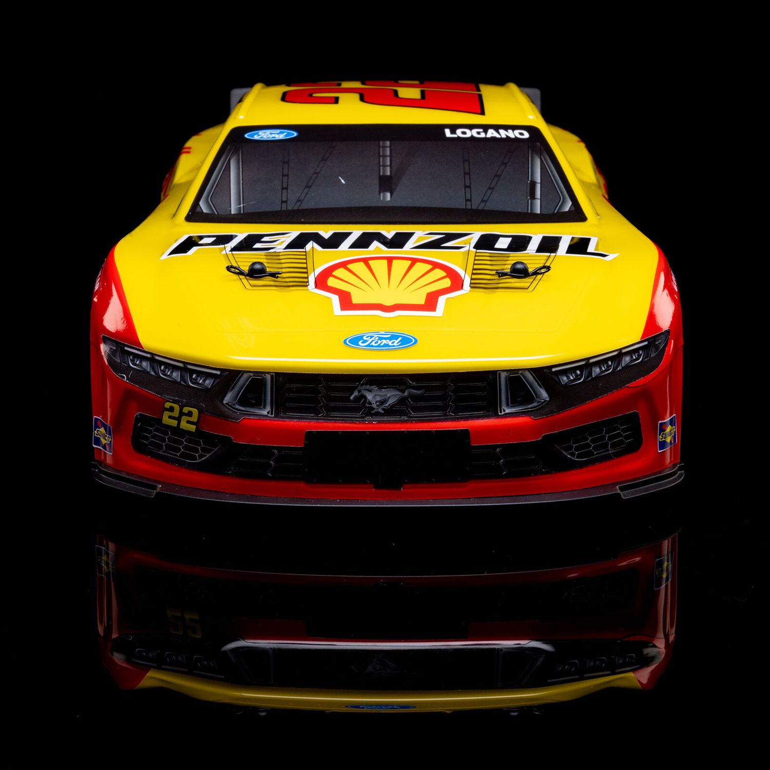 1/12 NASCAR RC Racecar Joey Logano No. 22 2025 Shell-Pennzoil Ford Mustang 2S AWD RTR Brushed On-Road (Battery &amp; Charger Included), Yellow