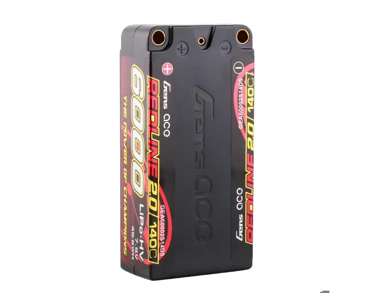 7.6V 6000mAh 2S 140C LiHV Shorty 5.0mm bullet Redline 2.0