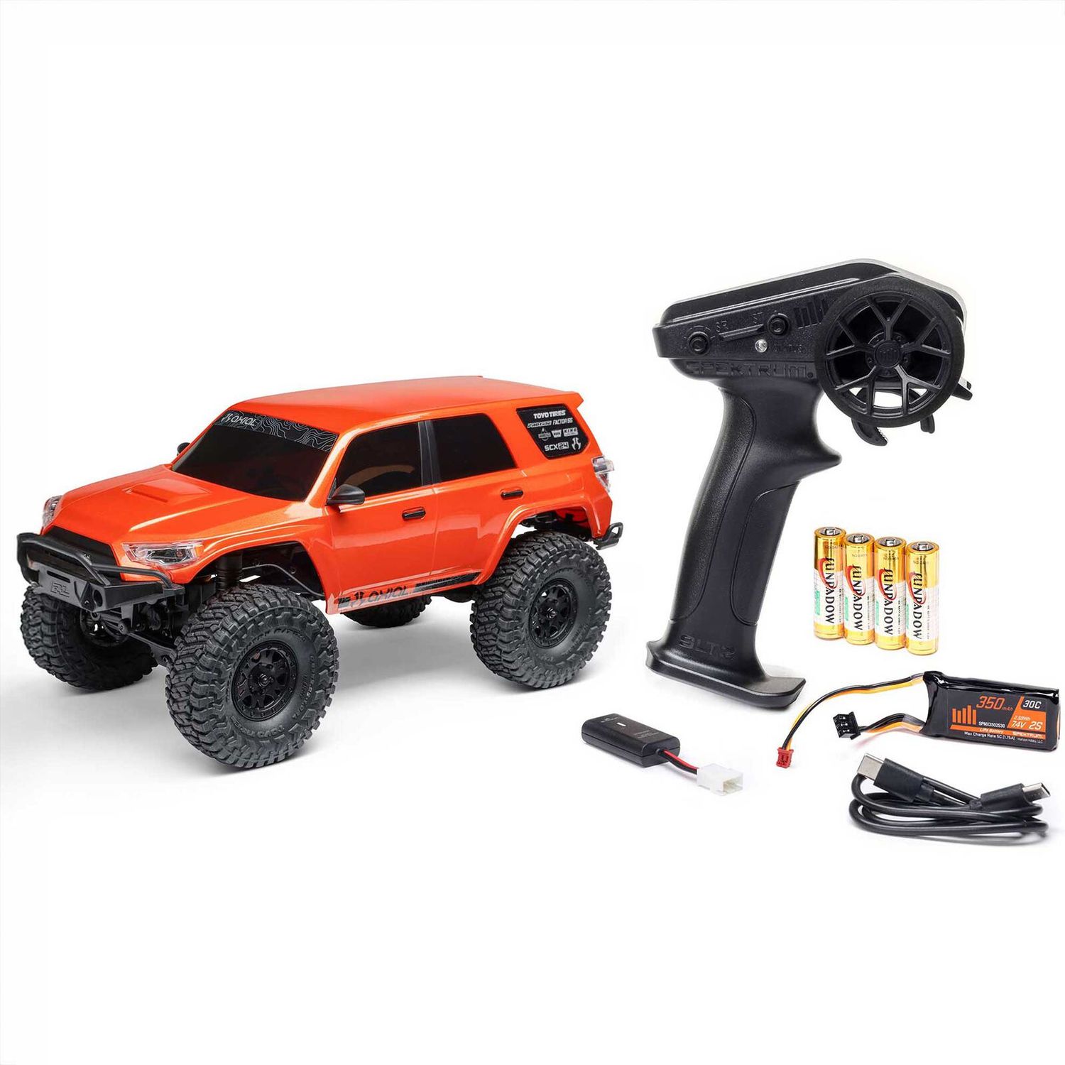 1/24 SCX24 Toyota 4Runner 4X4 RTR Brushed Rock Crawler (Battery &amp; Charger Included), Orange