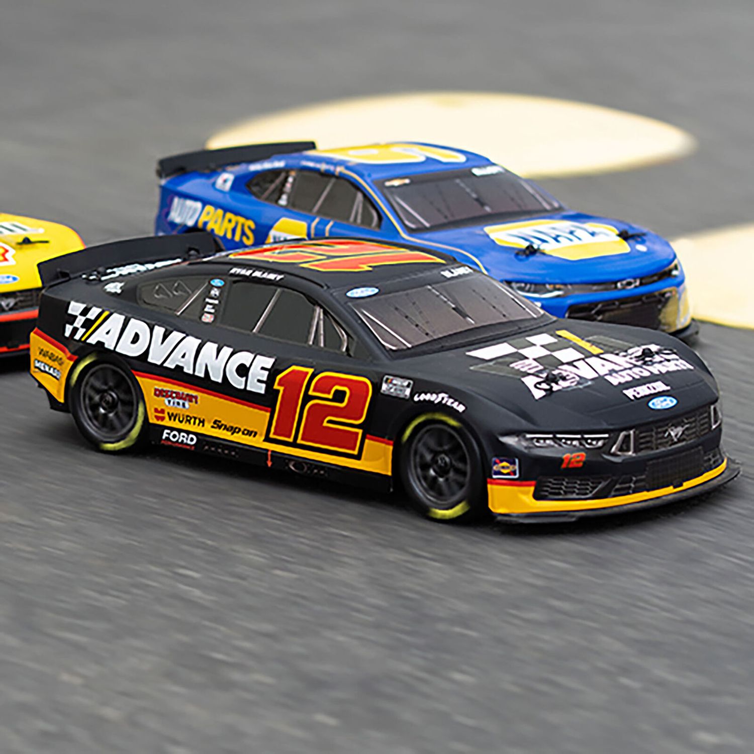 1/12 NASCAR RC Racecar Ryan Blaney No. 12 2025 Advance Auto Ford Mustang 2S AWD RTR Brushed On-Road (Battery &amp; Charger included, Black
