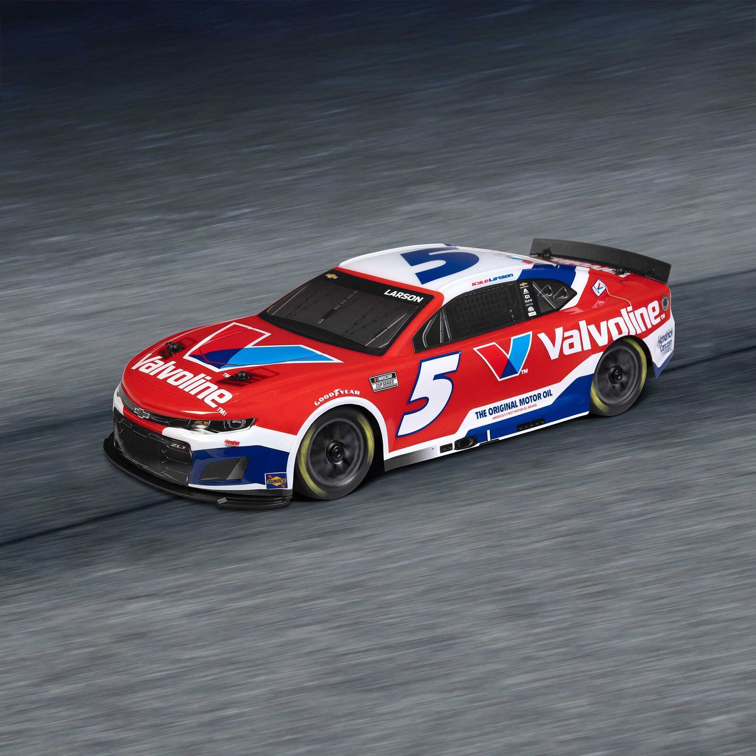 1/12 NASCAR RC Racecar Kyle Larson No. 5 2025 Valvoline Chevrolet Camaro ZL1 2S AWD RTR Brushed On-Road (Battery &amp; Charger Included), Red