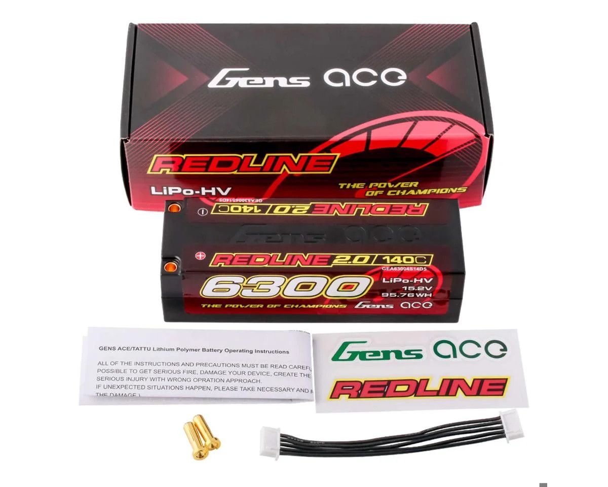 7.6V 6300mAh 4S 140C LiHV 5.0mm bullet redline 2.0