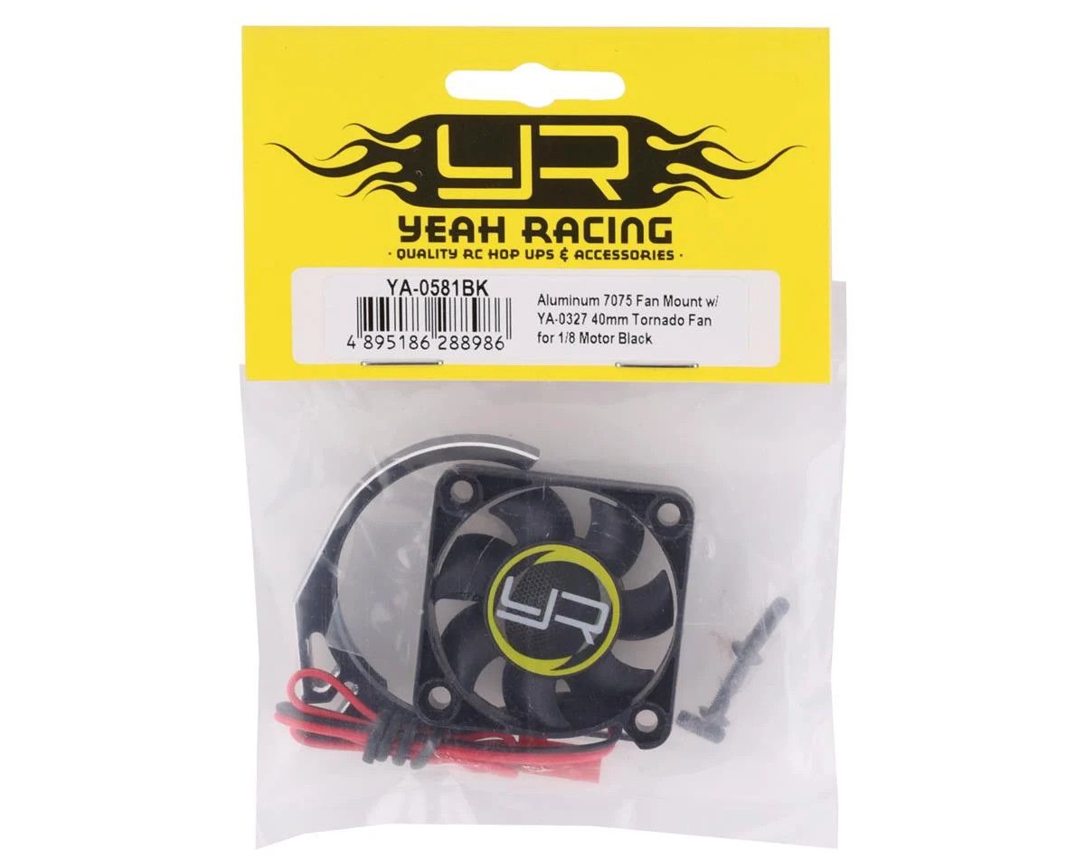 Yeah Racing 1/8 Aluminum Fan Mount Clamp w/40mm Cooling Fans (Black)