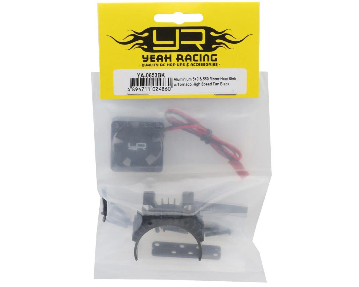 Yeah Racing 540/550 Motor Aluminum Heat Sink w/30mm High Speed Tornado Fan (Black)
