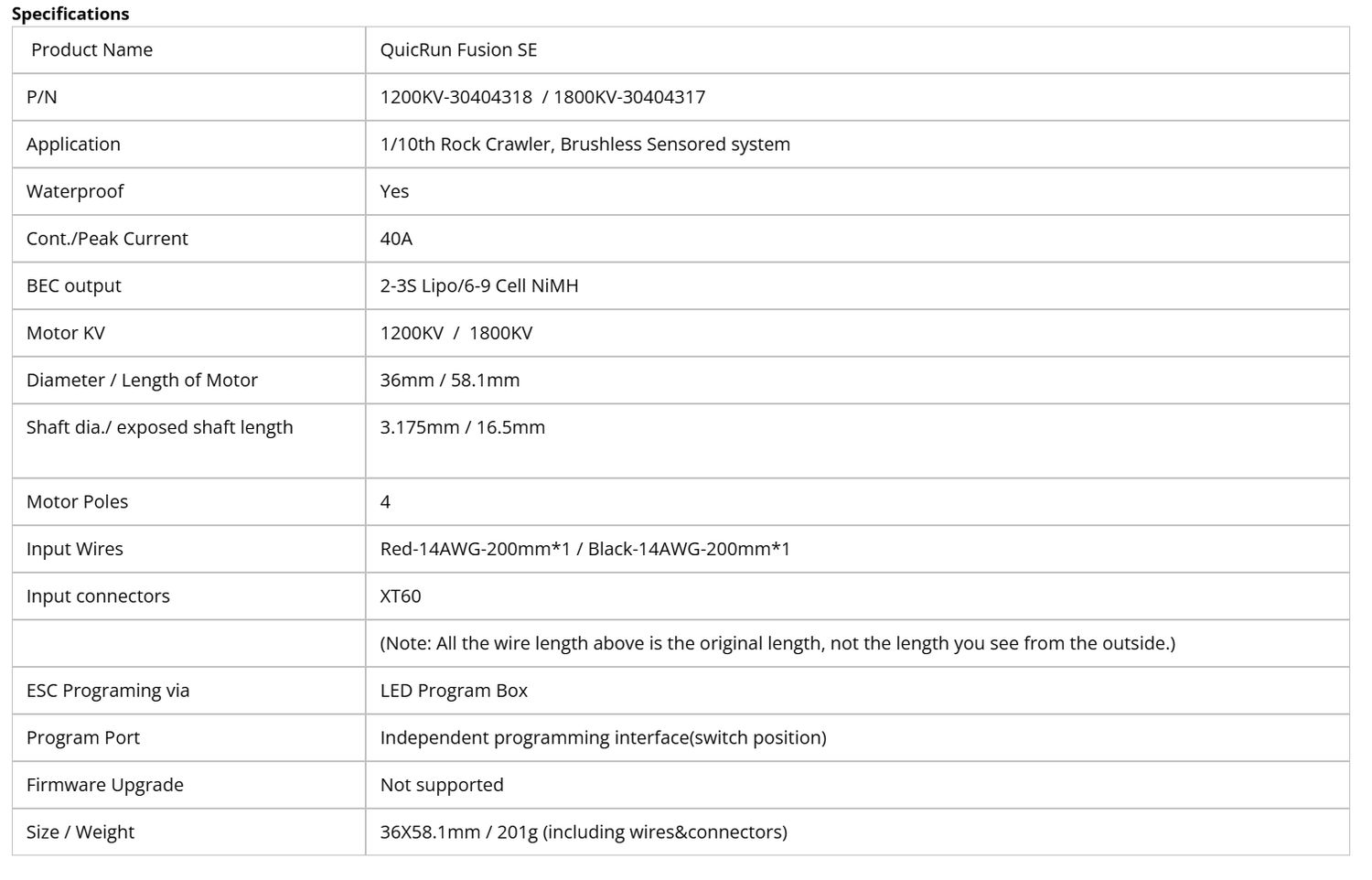 QUICRUN Fusion SE -2in1 FOC system - 1200KV