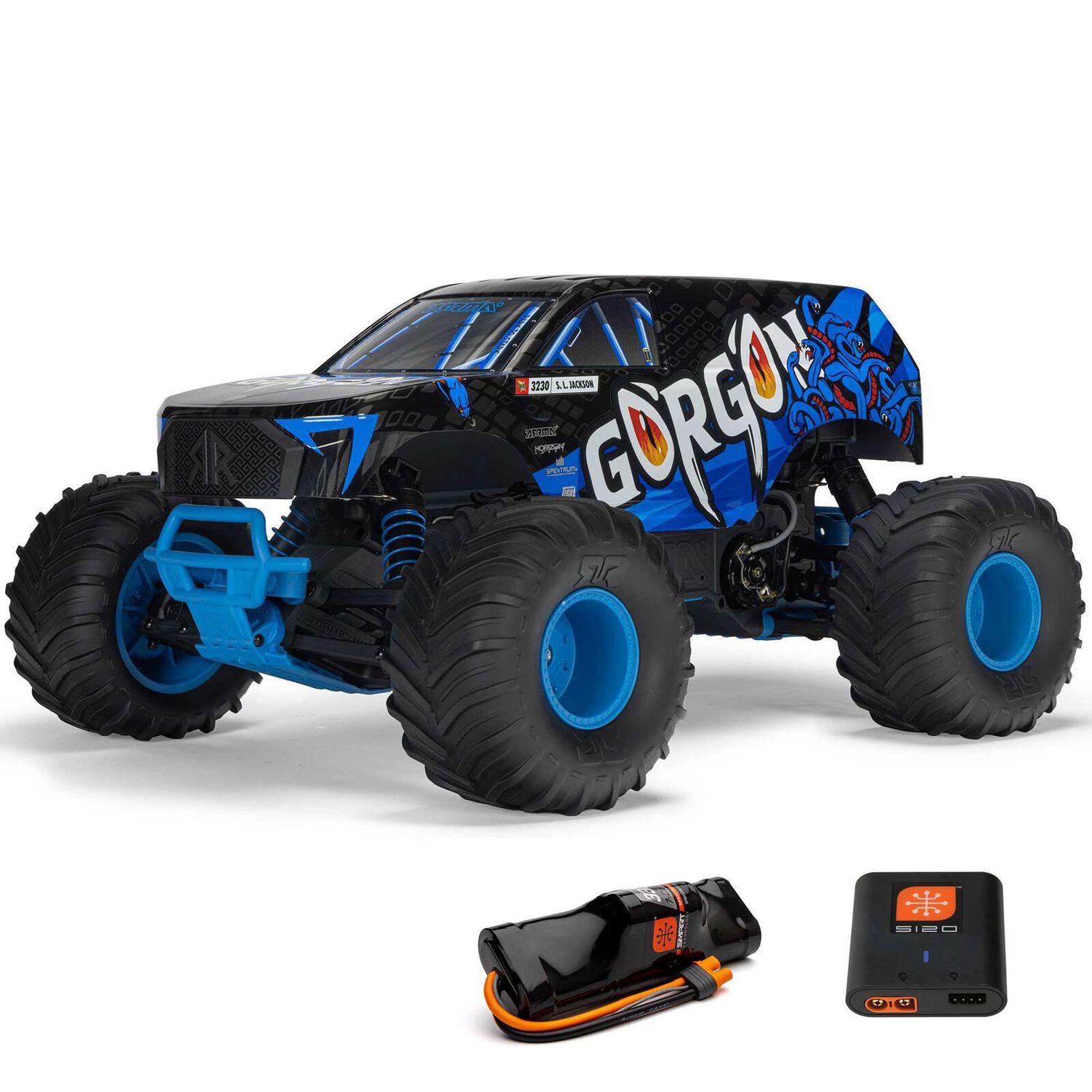 1/10 GORGON 2WD RTR Brushed Monster Truck (Battery &amp; Charger Included), Blue