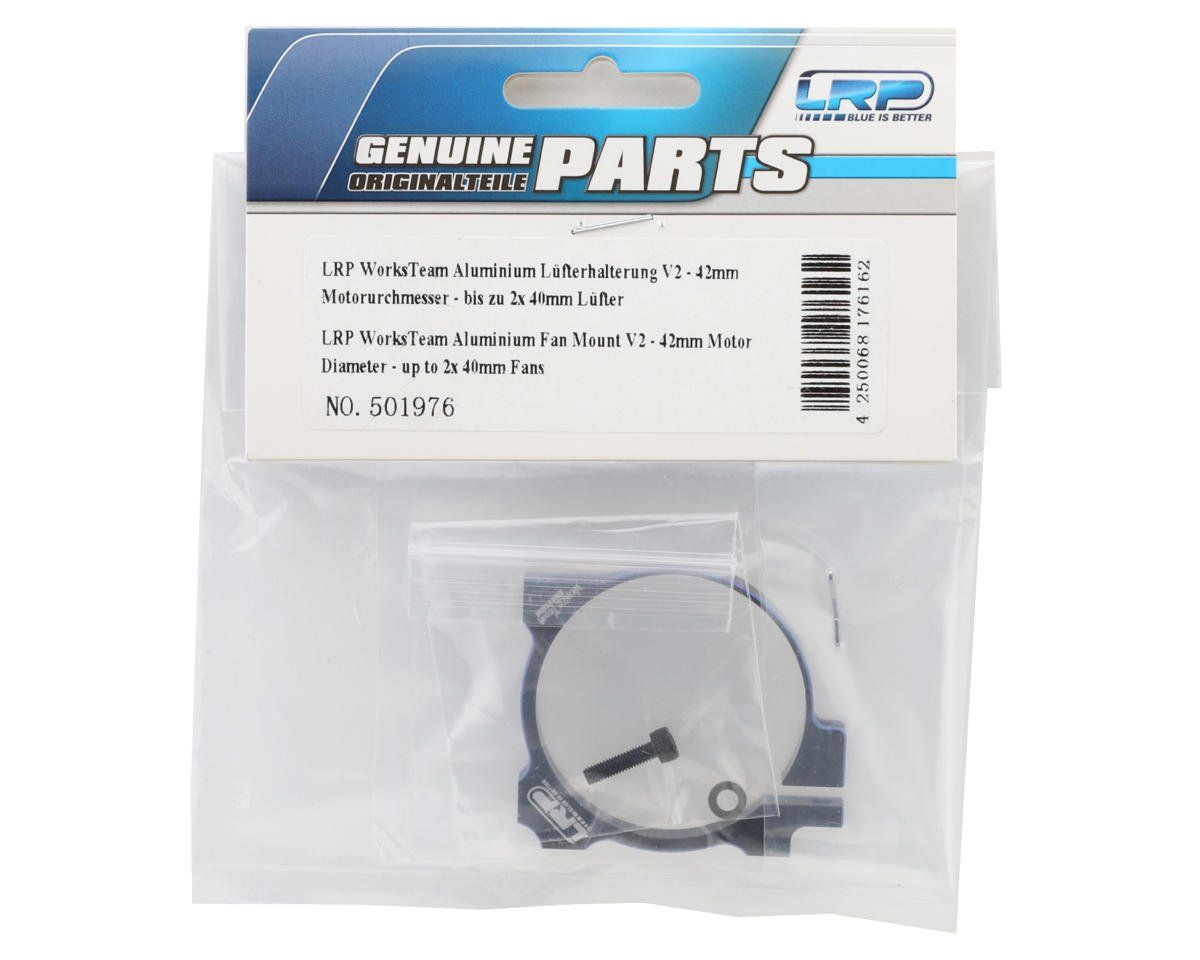 LRP WorksTeam Aluminum Fan Mount V2 (Black) (42mmØ Motor) (2x40mm Fans)