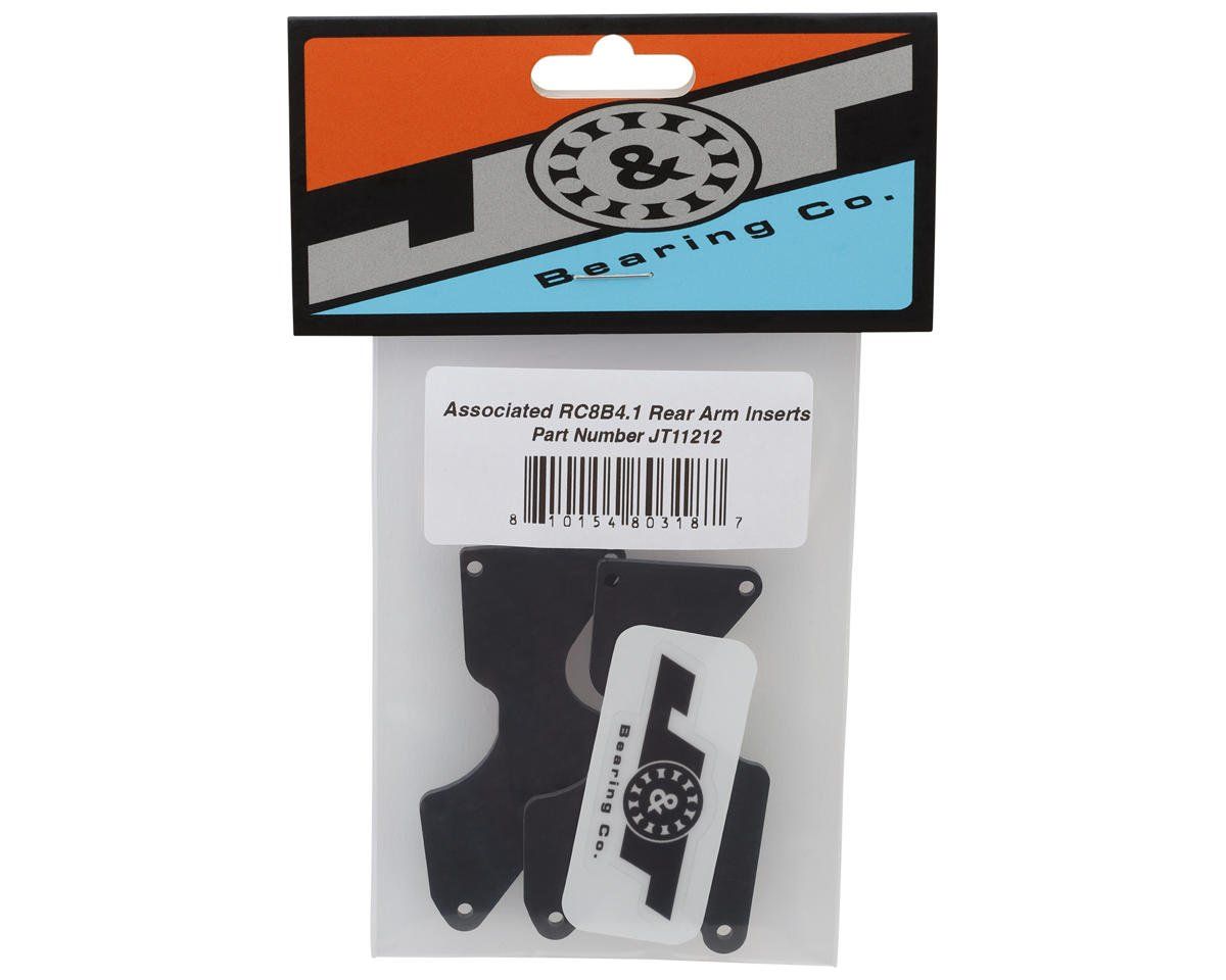 J&amp;T Bearing Co. Associated RC8B4.1 Carbon Rear Arm Inserts (2)