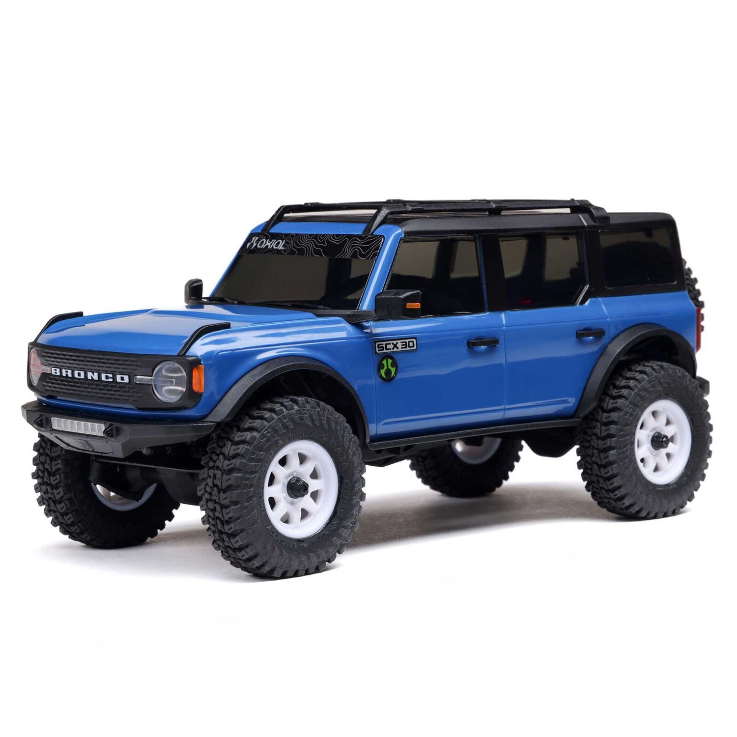 1/30 SCX30 Ford Bronco 4X4 RTR Brushed Rock Crawler (Battery &amp; Charger Included), Blue