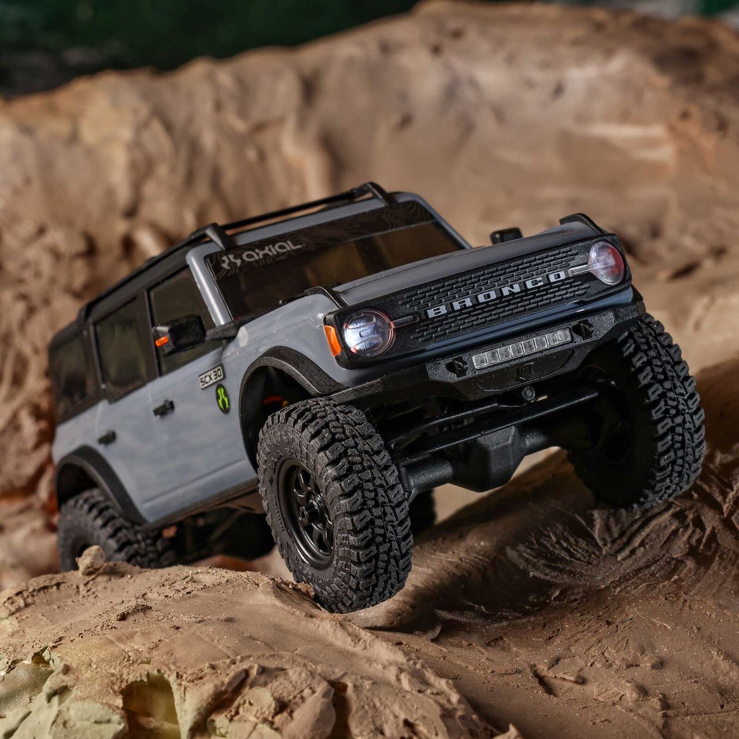1/30 SCX30 Ford Bronco 4X4 RTR Brushed Rock Crawler (Battery &amp; Charger Included), Gray