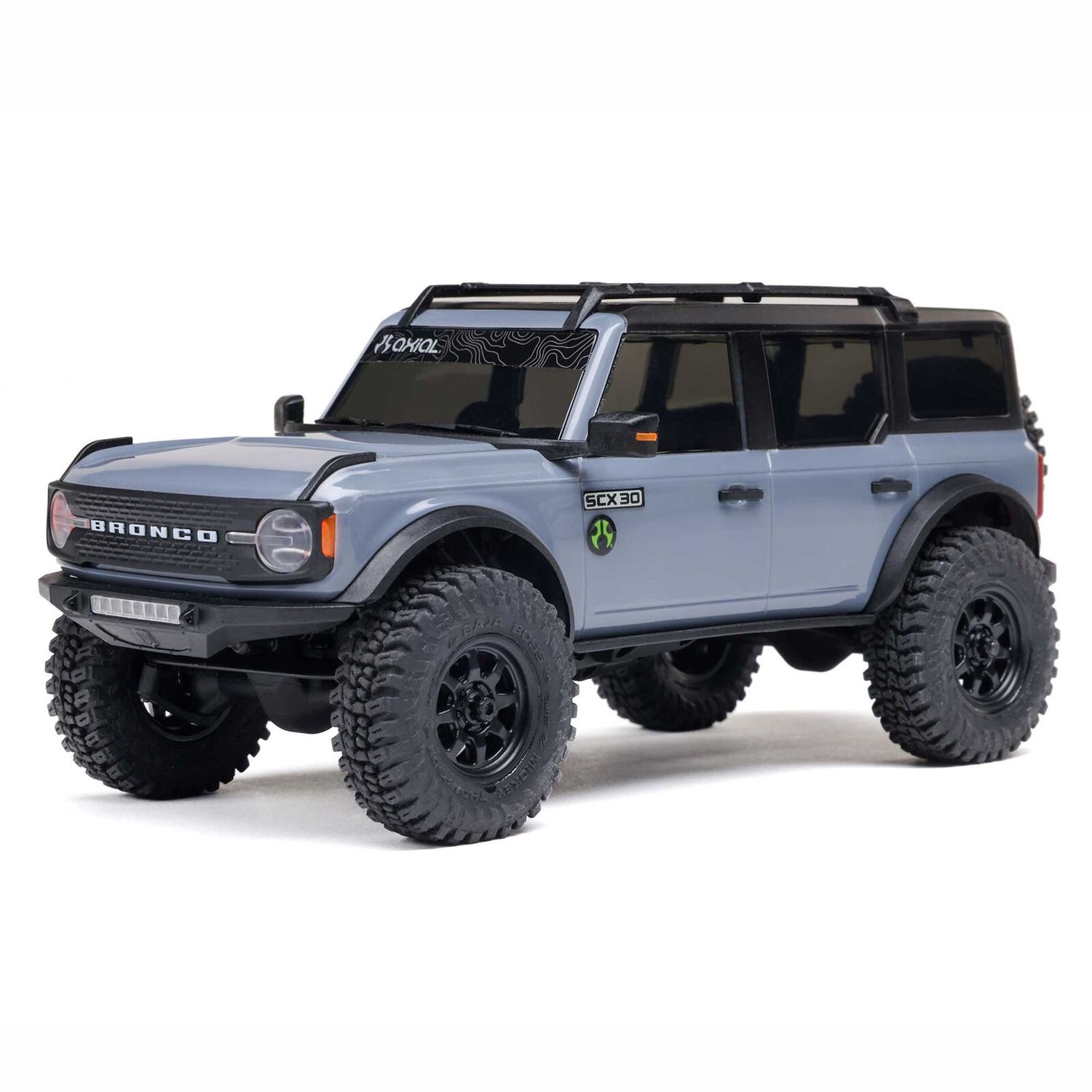 1/30 SCX30 Ford Bronco 4X4 RTR Brushed Rock Crawler (Battery &amp; Charger Included), Gray