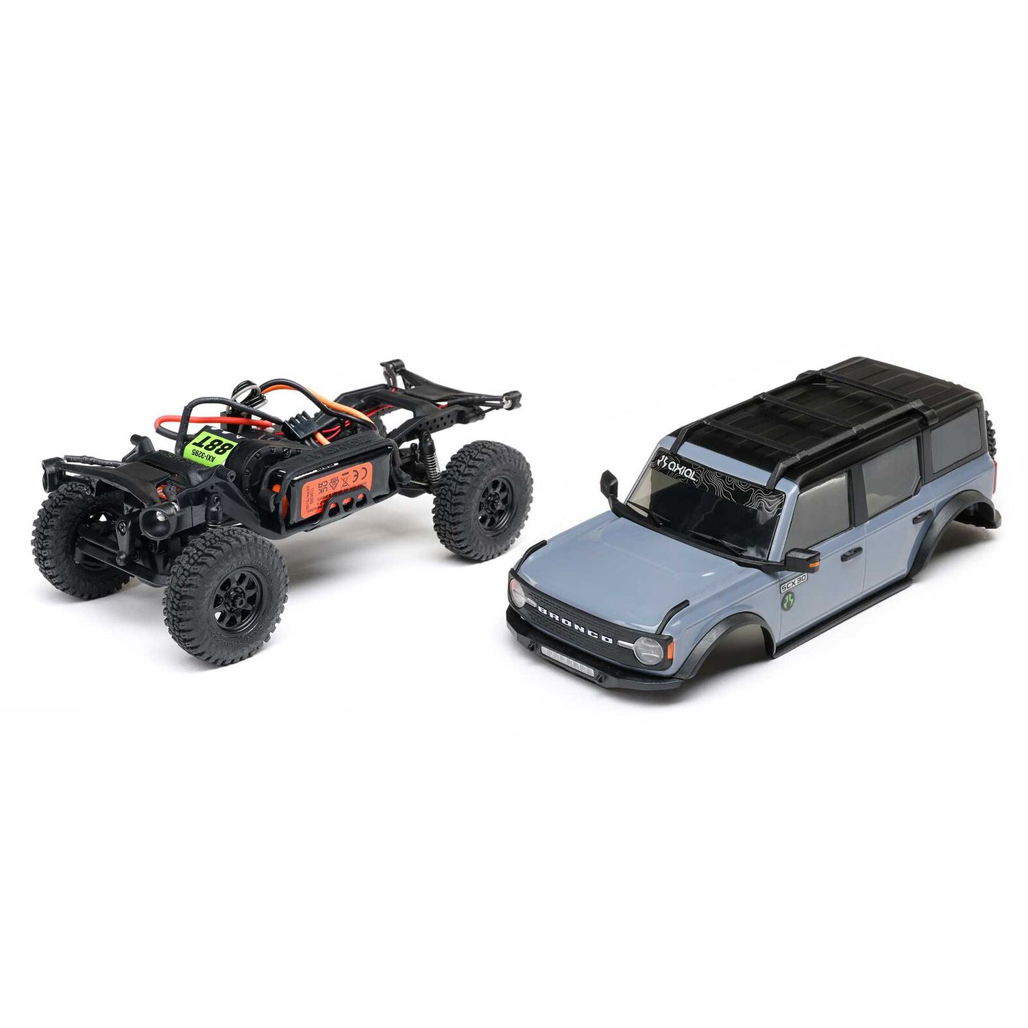 1/30 SCX30 Ford Bronco 4X4 RTR Brushed Rock Crawler (Battery &amp; Charger Included), Gray