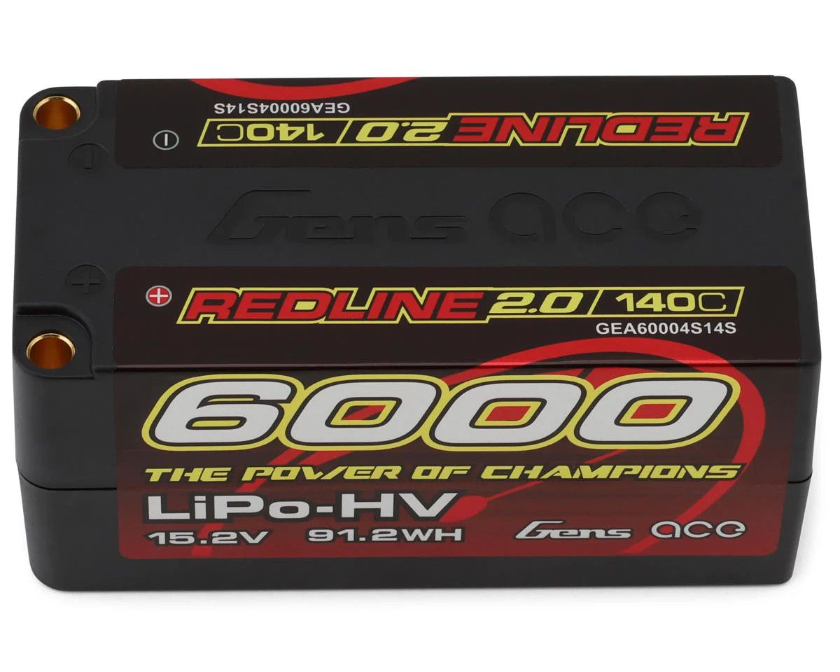 15.2V 6000mAh 4S 140C LiHV Shorty 5.0mm bullet redline 2.0