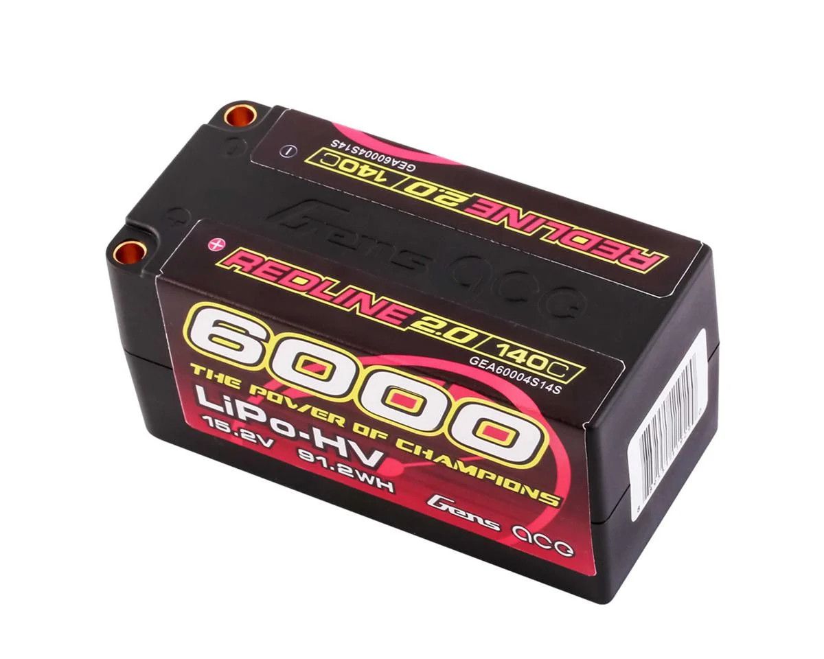 15.2V 6000mAh 4S 140C LiHV Shorty 5.0mm bullet redline 2.0