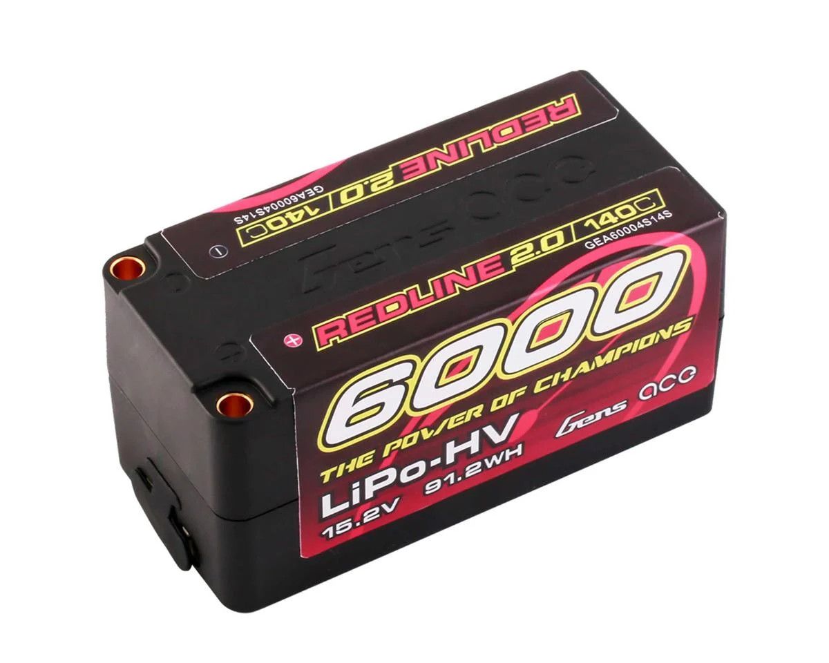 15.2V 6000mAh 4S 140C LiHV Shorty 5.0mm bullet redline 2.0
