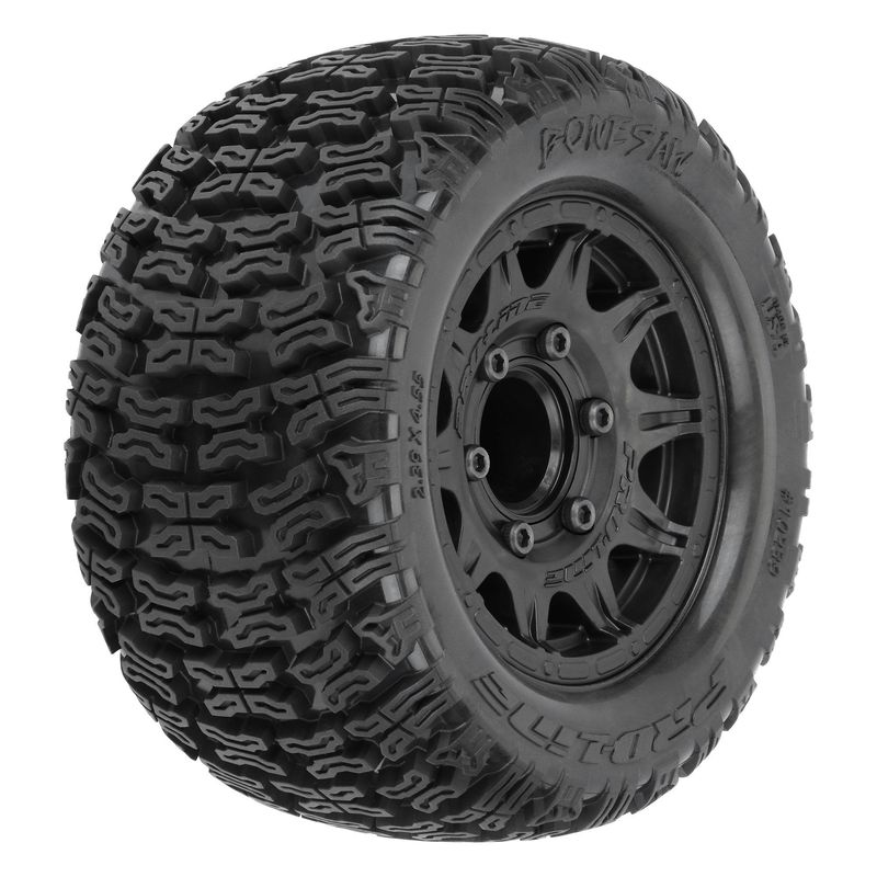 Bonesaw 2.8" All-Terrain Truck Tires Mounted on Raid Black 6x30 Removable Hex (12mm &amp; 14mm) Wheels (2) for Vorteks 4x4 and other 1/10 Trucks Front or Rear