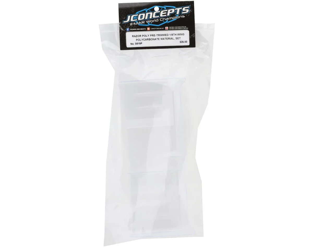 JConcepts Razor polycarbonate 1/8th wing set, pre-trimmed