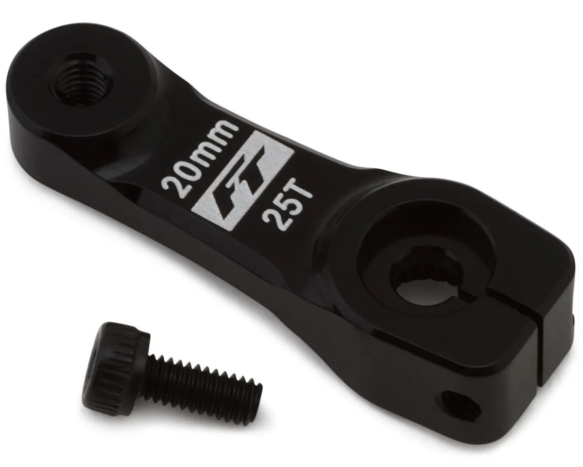 Team Associated Factory Team RC8 Aluminum 20mm Servo Horn (Black) (-2mm Offset) (25T-Futaba/ProTek)