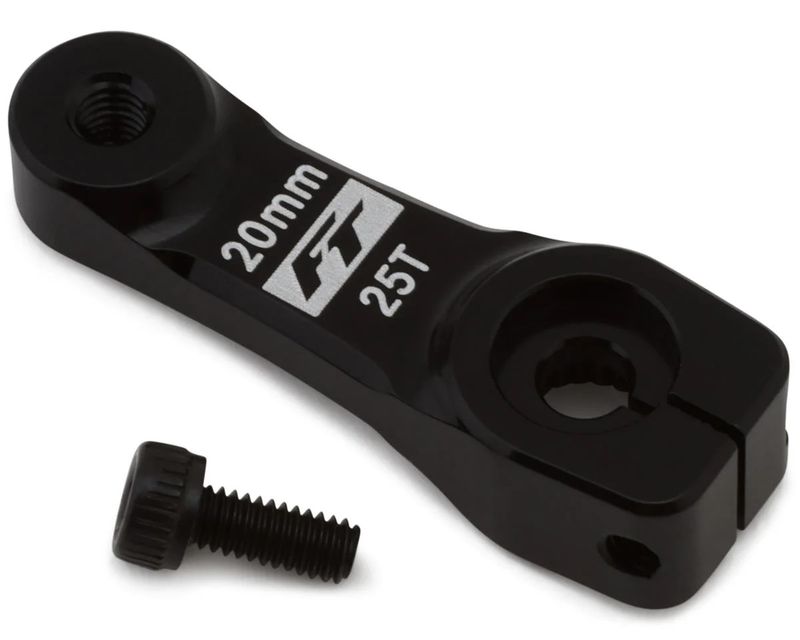 Team Associated Factory Team RC8 Aluminum 20mm Servo Horn (Black) (-2mm Offset) (25T-Futaba/ProTek)