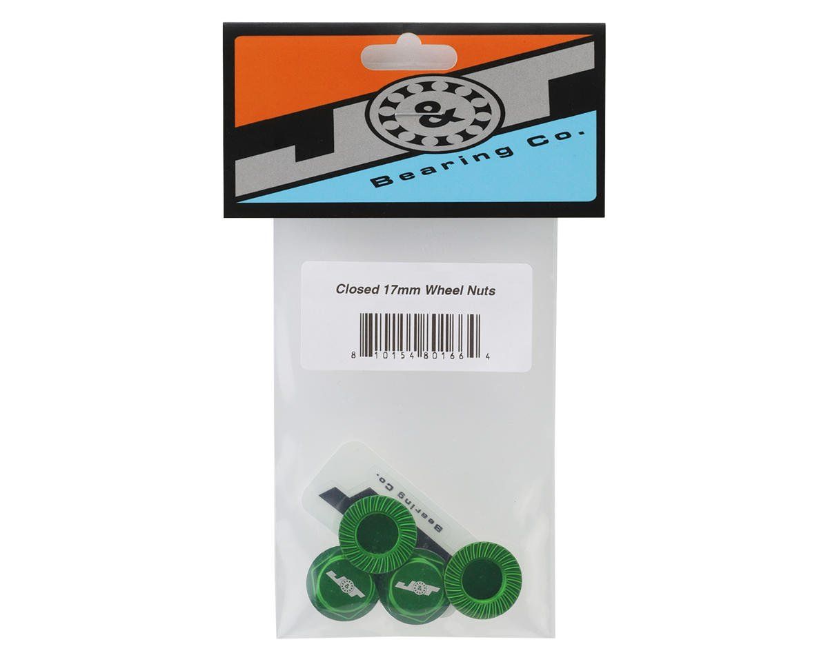 J&amp;T Bearing Co. Aluminum 17mm Serrated Wheel Nuts (Green) (4)