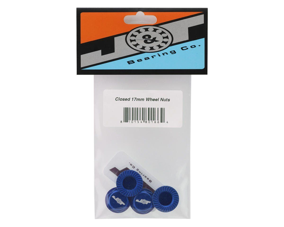 J&amp;T Bearing Co. Aluminum 17mm Serrated Wheel Nuts (Blue) (4)
