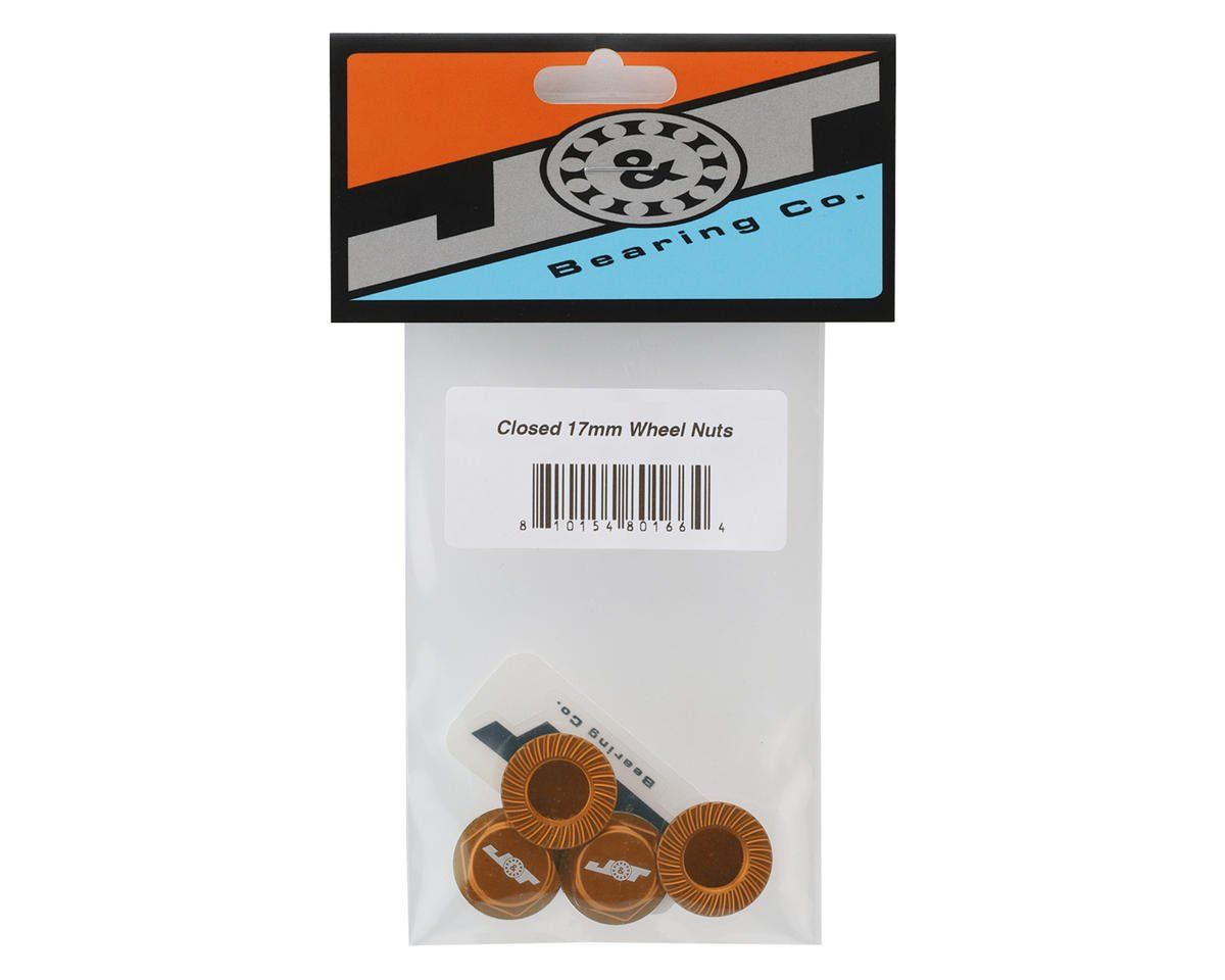 J&amp;T Bearing Co. Aluminum 17mm Serrated Wheel Nuts (Orange) (4)
