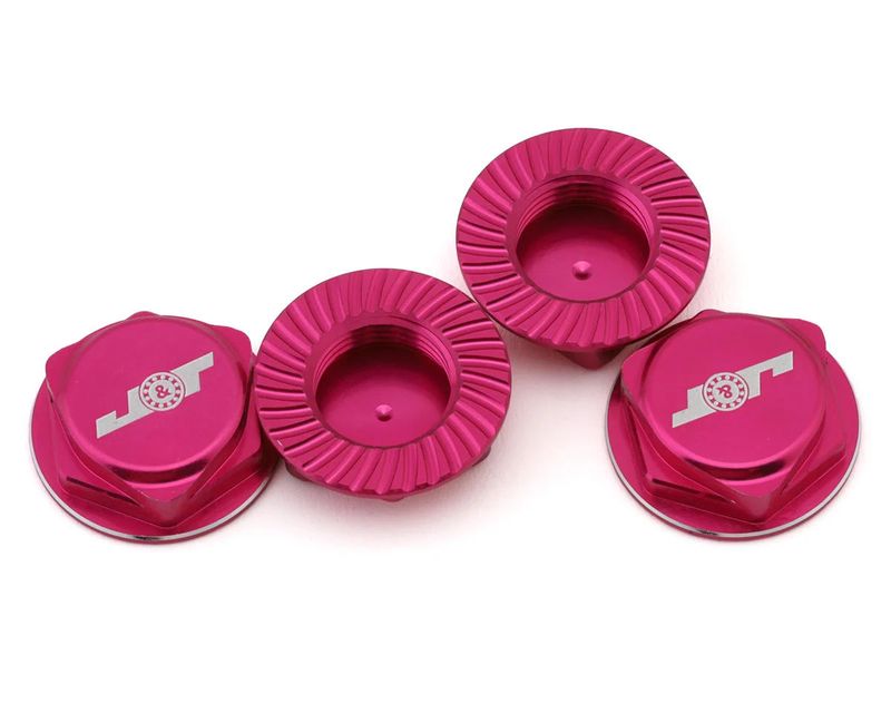 J&amp;T Bearing Co. Aluminum 17mm Serrated Wheel Nuts (Pink) (4)