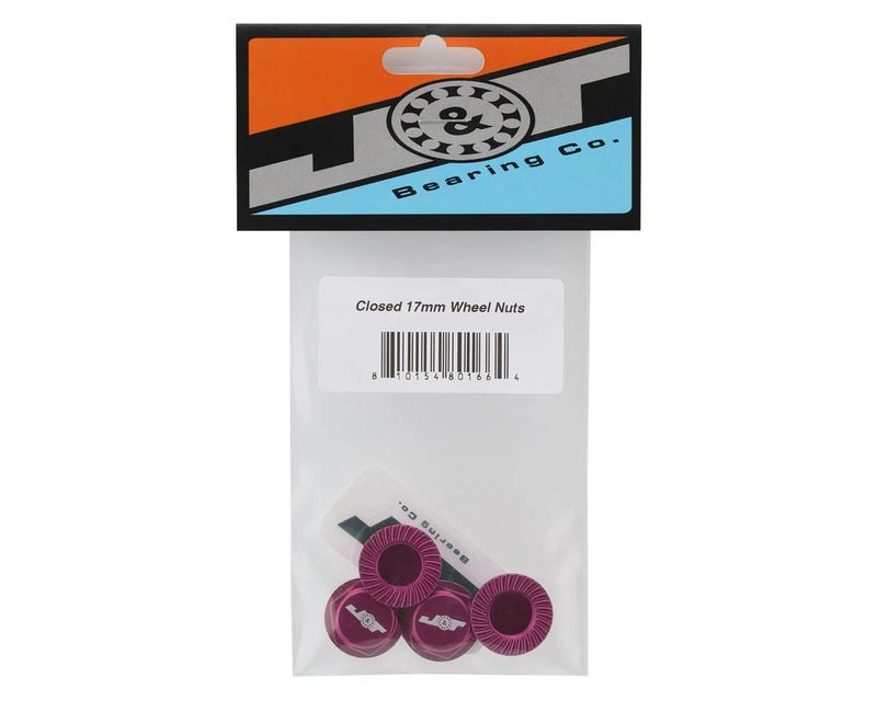 J&amp;T Bearing Co. Aluminum 17mm Serrated Wheel Nuts (Pink) (4)