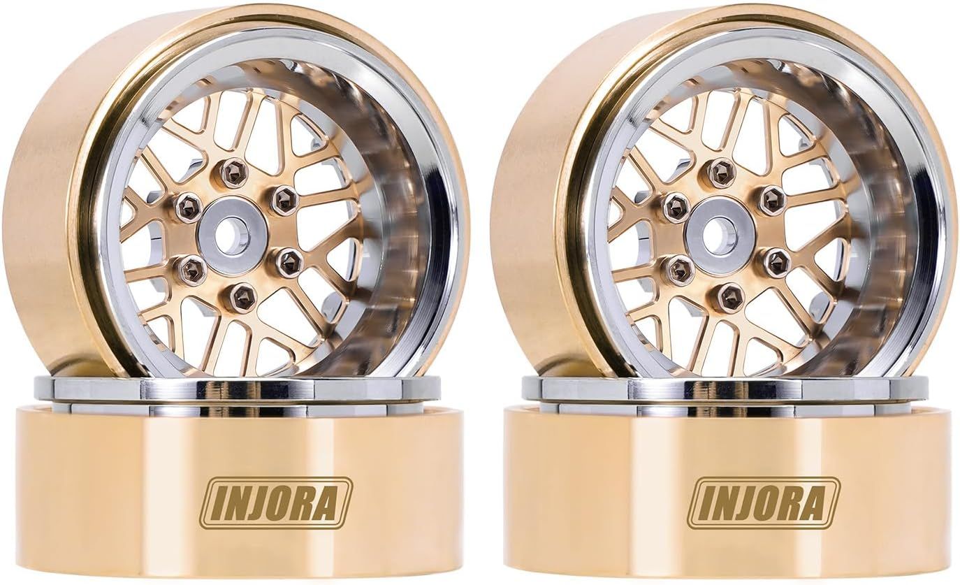 INJORA ModuWheel 1.3” Negative Offset Brass &amp; Aluminum Beadlock Wheels Rim for 1/18 1/24 RC Crawlers