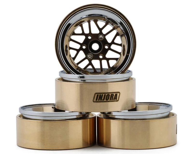 INJORA ModuWheel 1.3” Negative Offset Brass &amp; Aluminum Beadlock Wheels Rim for 1/18 1/24 RC Crawlers