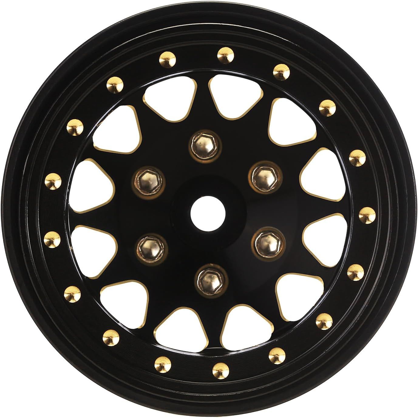 INJORA 1.3 Beadlock Wheel Rims - Brass Wheel Rims 68g -3.75mm for upgrade 1/24 1/18 RC Crawler Car (Black Gold)