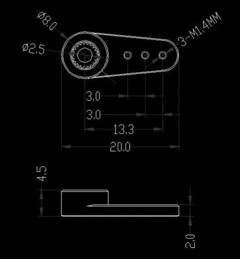 20mm Aluminum micro Horn 25T, M1.4 thread