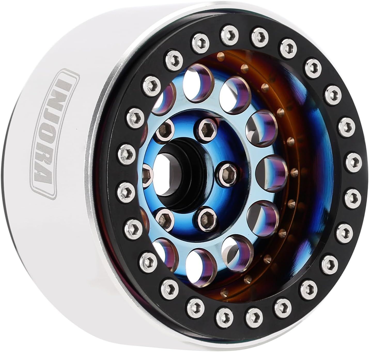 INJORA 1.9" Beadlock Wheel Rim - 150g Super Heavy Brass &amp; Aluminum Deep Dish Wheel for 1/10 RC Crawler  (Rainbow)