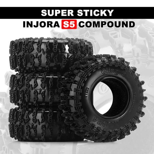 INJORA 1.3" Cling-On Tires for SCX24 AX24 1/18 1/24 Micro Crawler Upgrade